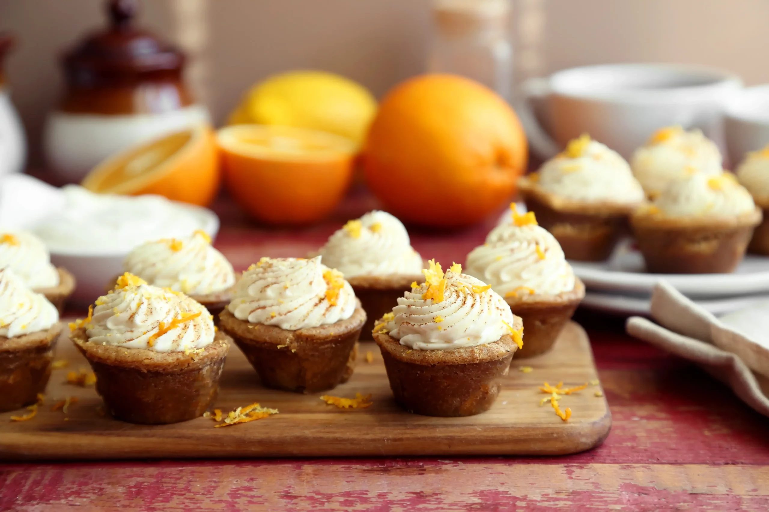 Orange Snap Cookie Cups with Citrus-Spiced Wassail Whipped Cream