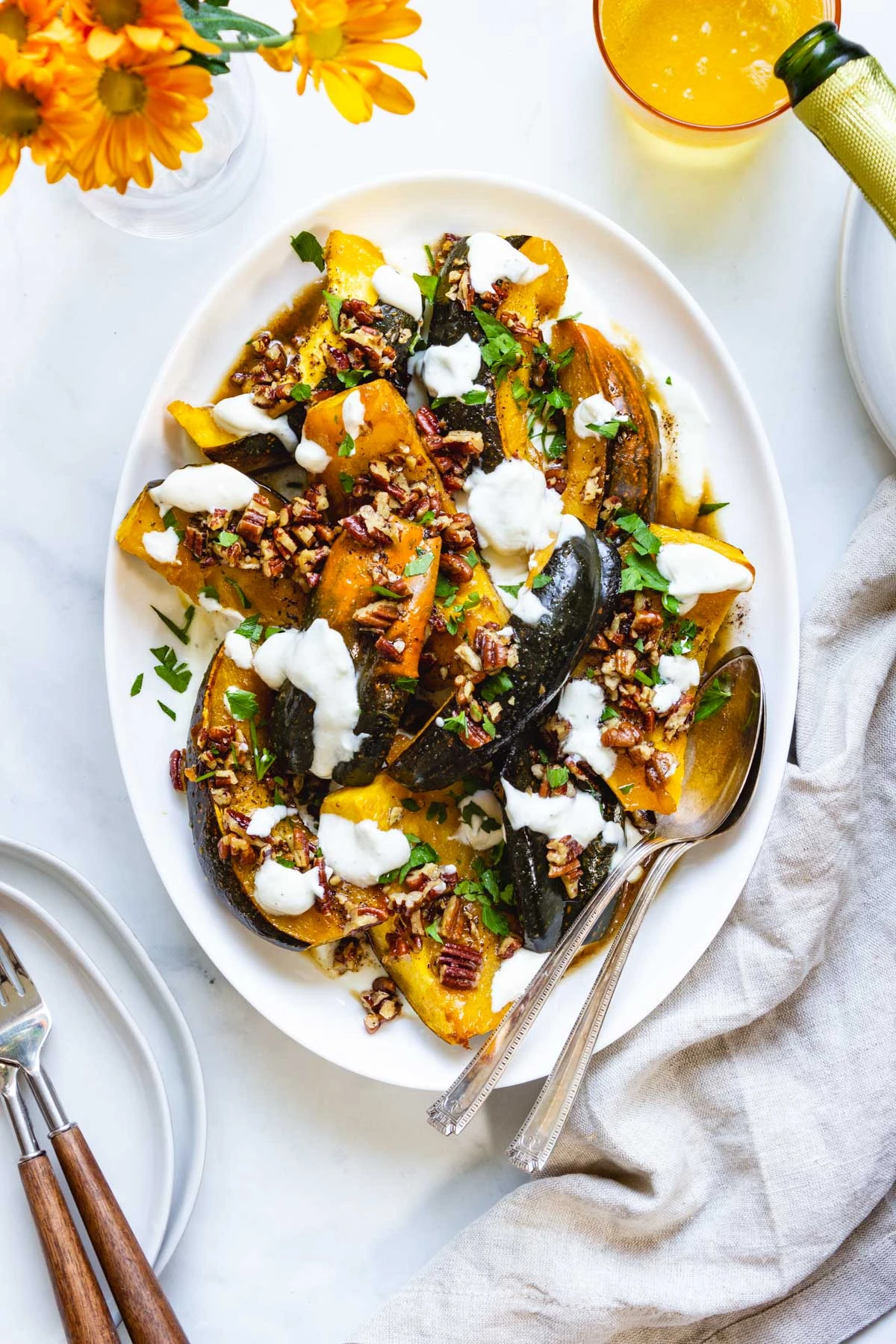 Roasted Acorn Squash with Yogurt, Pecans, & Browned Butter